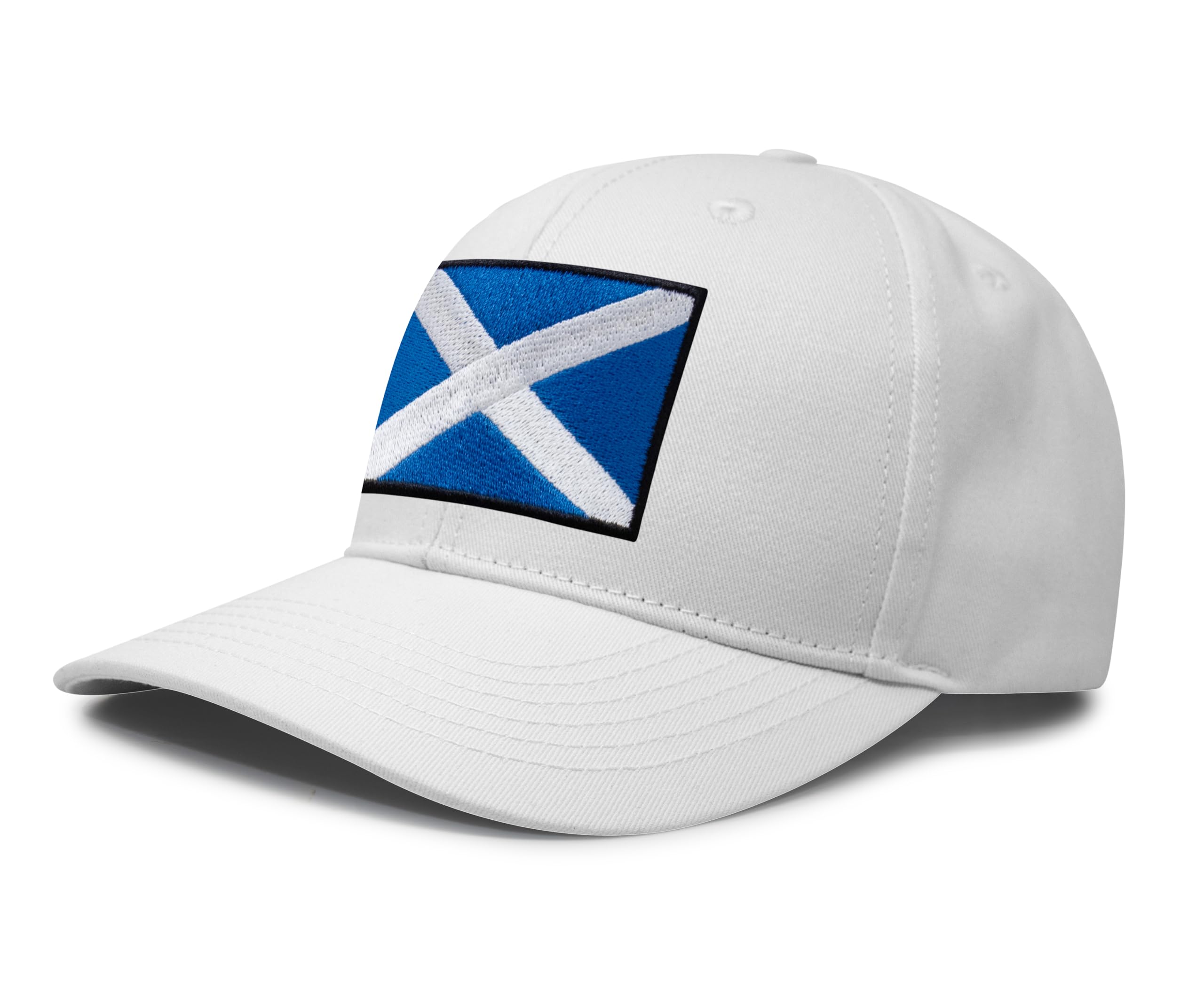 Scottish Flag Hat for Men and Women – Snapback Trucker Baseball Cap by International Tie (All White)