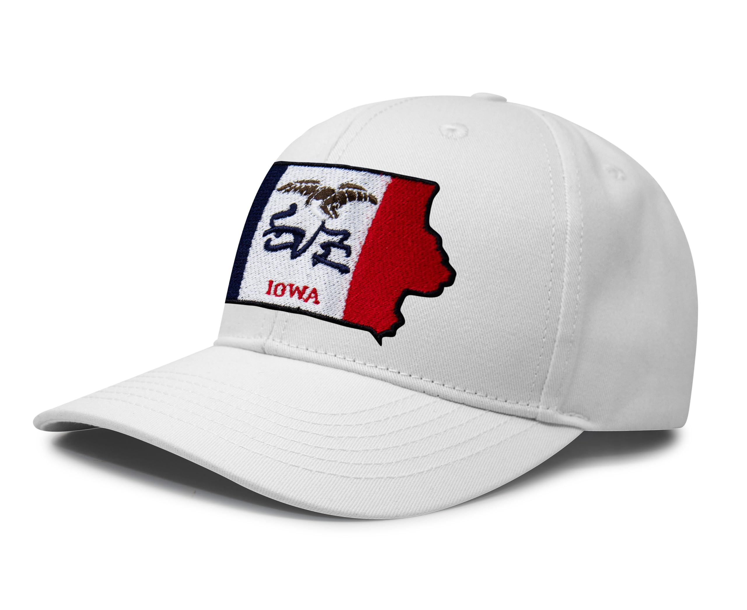 International Tie Stateline Flag Hat for Men and Women - Snapback Trucker Baseball Cap (Iowa, All White)