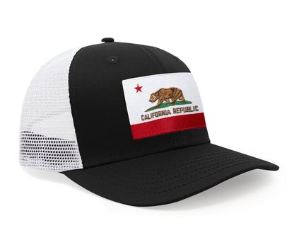 International Tie California Hat for Men and Women - Snapback Trucker Baseball Cap (Black White)
