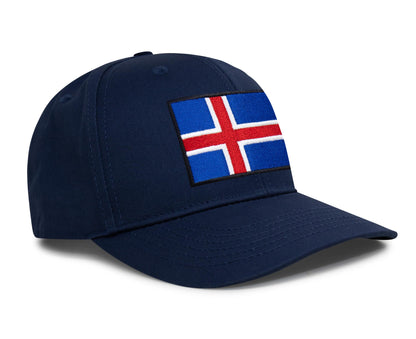 International Tie Iceland Flag Hat for Men and Women - Adjustable Snapback Trucker Baseball Cap (All Navy)