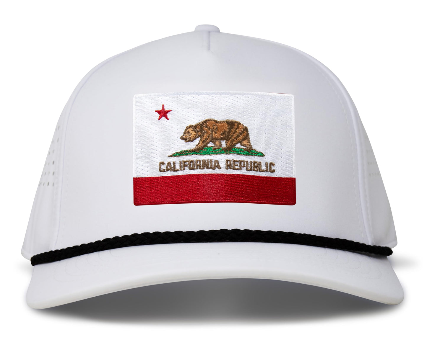 Performance Golf Hat – Adjustable Snapback Trucker Baseball Cap for Men & Women - Jetset Series (California, Arctic White)