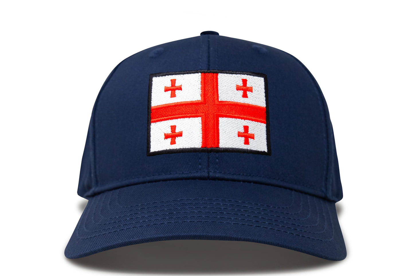 International Tie Country Hat for Men and Women, Adjustable Snapback Trucker Baseball Cap with Embroidered Patch (Georgia, All Navy)