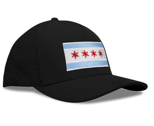 Performance Golf Hat – Adjustable Snapback Trucker Baseball Cap for Men & Women - Jetset Series (Chicago, Midnight Black)