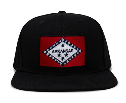 Arkansas Flag Hat for Men and Women – Snapback Trucker Baseball Cap by International Tie (Black Flatbill)
