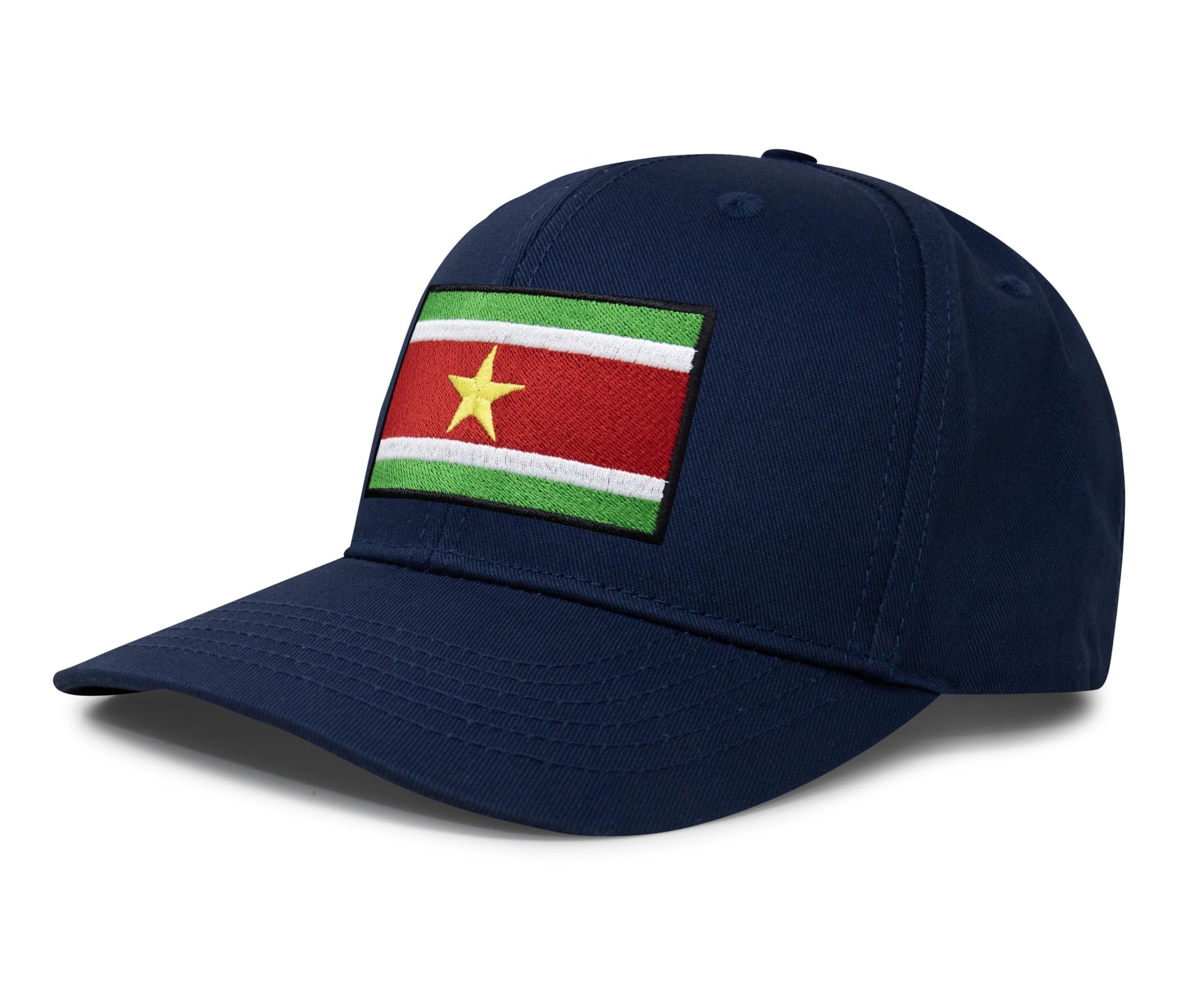 International Tie Country Hat for Men and Women, Adjustable Snapback Trucker Baseball Cap with Embroidered Patch (Suriname, All Navy) - International Tie