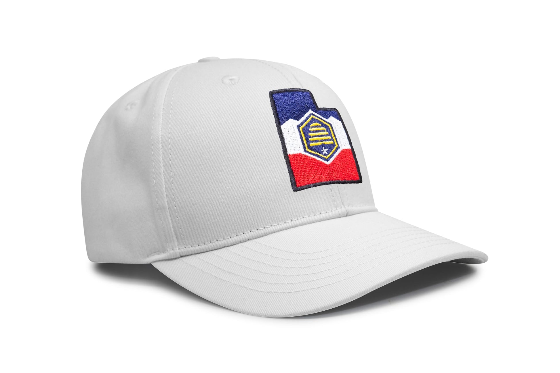International Tie Stateline Flag Hat for Men and Women - Snapback Trucker Baseball Cap (Utah, All White) - International Tie