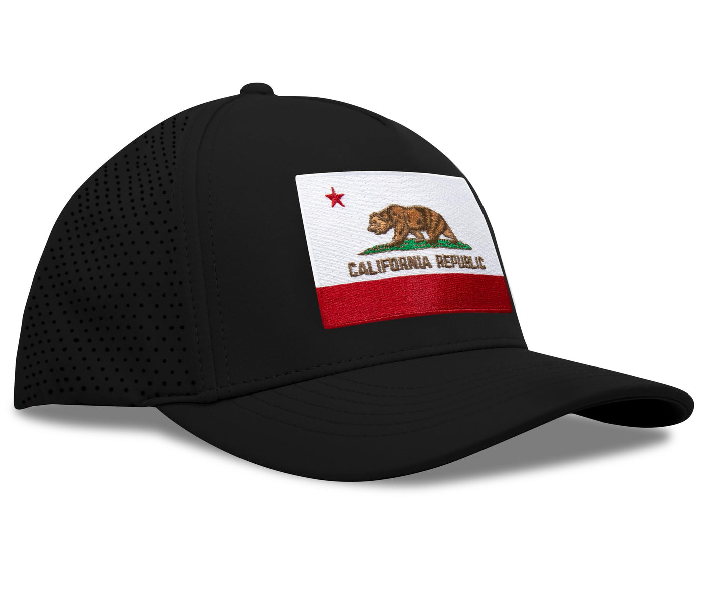 Performance Golf Hat – Adjustable Snapback Trucker Baseball Cap for Men & Women - Jetset Series (California, Midnight Black)