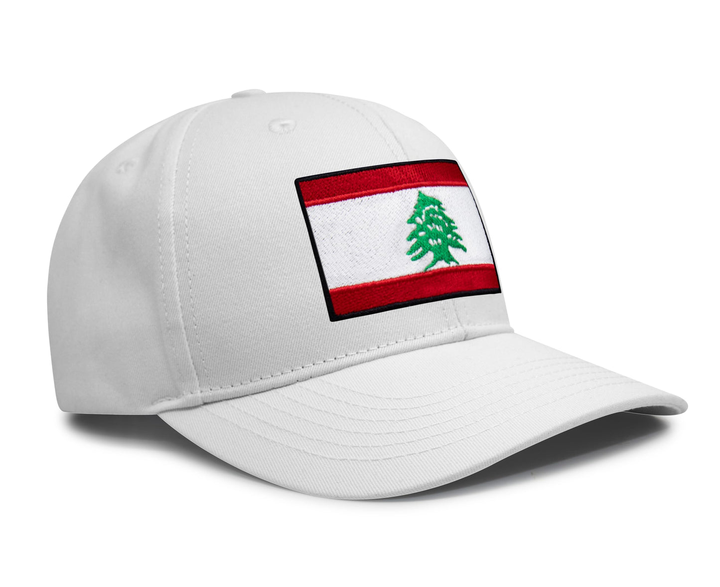 International Tie Lebanon Flag Hat for Men and Women - Adjustable Snapback Trucker Baseball Cap (All White)