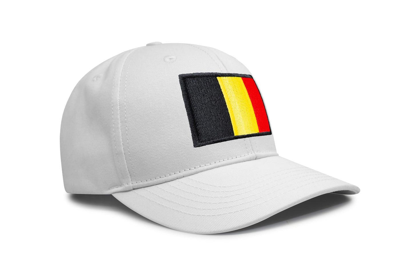 International Tie Country Hat for Men and Women, Adjustable Snapback Trucker Baseball Cap with Embroidered Patch (Belgium, All White) - International Tie
