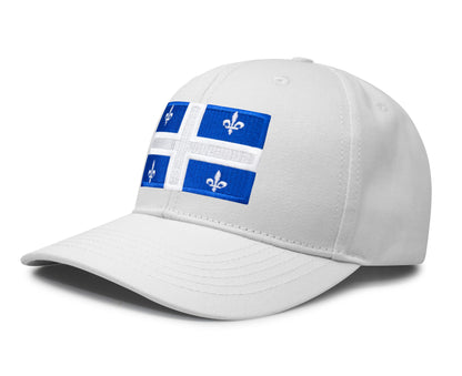 International Tie State Hat for Men and Women, Adjustable Snapback Trucker Baseball Cap with Embroidered Patch (Quebec, All White)