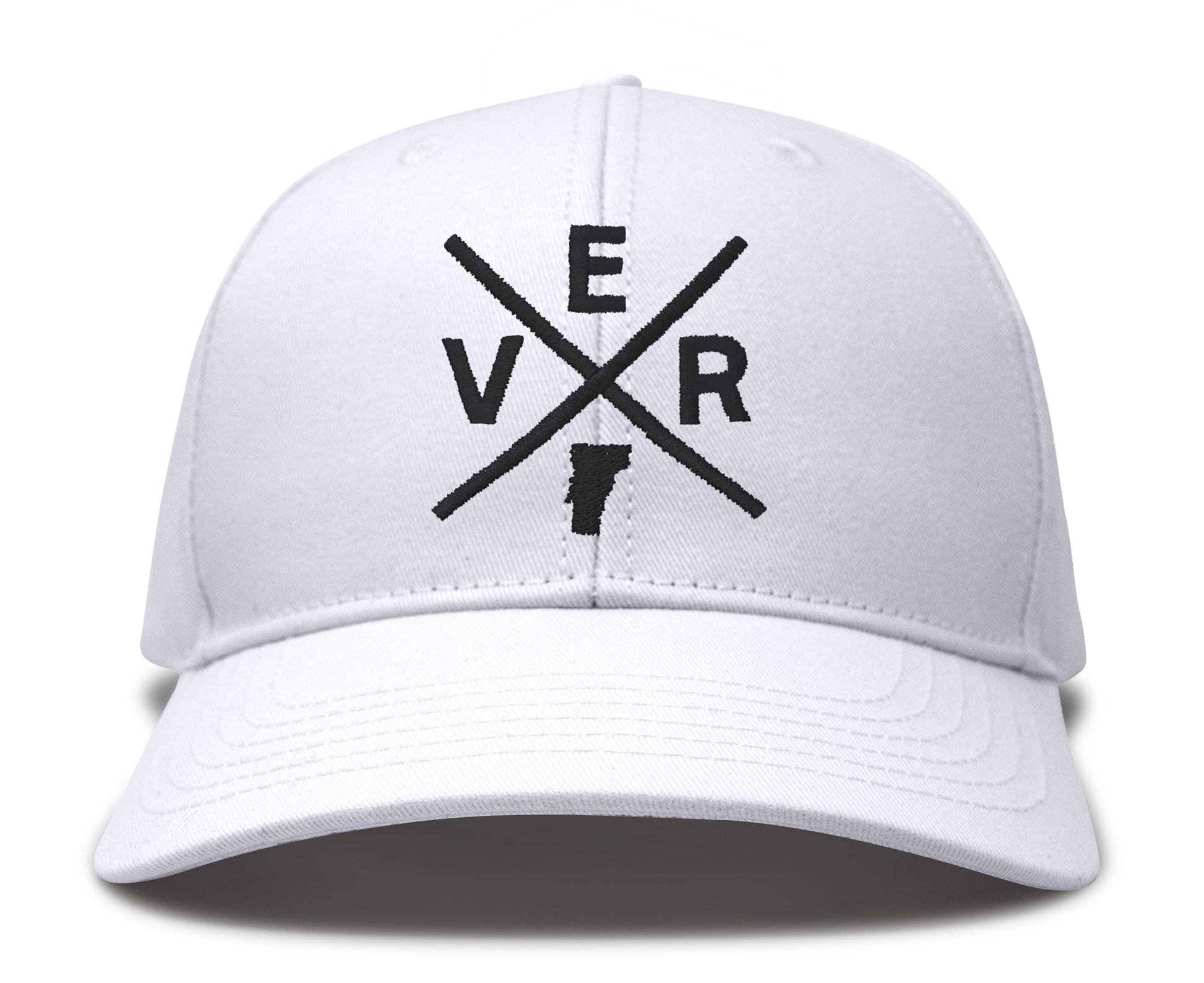 International Tie State City Hat for Men and Women, Snapback Trucker Baseball Cap with Embroidered Cross Logo (Vermont - VER, All White) - International Tie