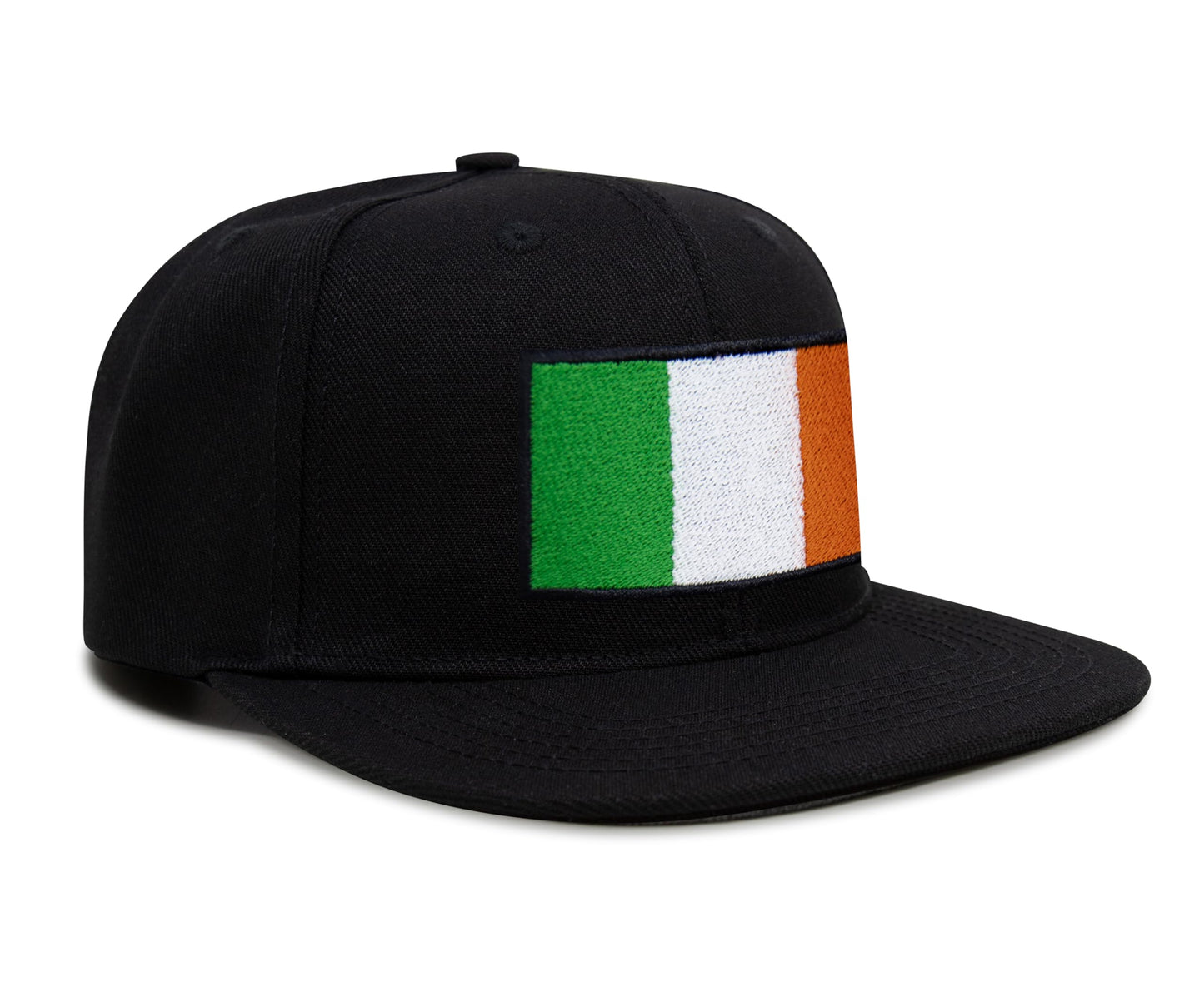 International Tie Irish Flag Hat for Men and Women - Ireland Snapback Trucker Baseball Cap (Black Flatbill)