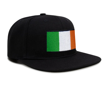 International Tie Irish Flag Hat for Men and Women - Ireland Snapback Trucker Baseball Cap (Black Flatbill)