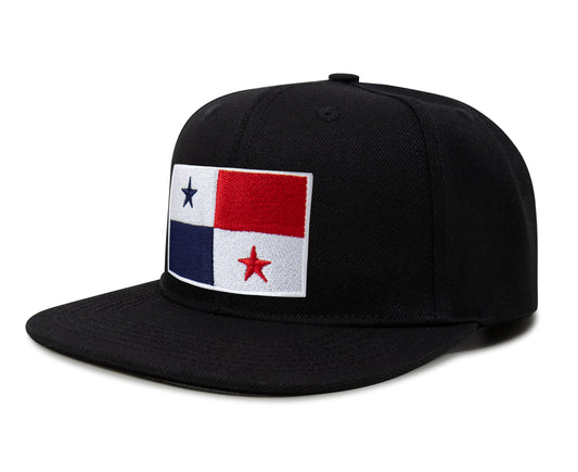 International Tie Panama Flag Hat for Men and Women - Adjustable Snapback Trucker Baseball Cap (Black Flatbill)