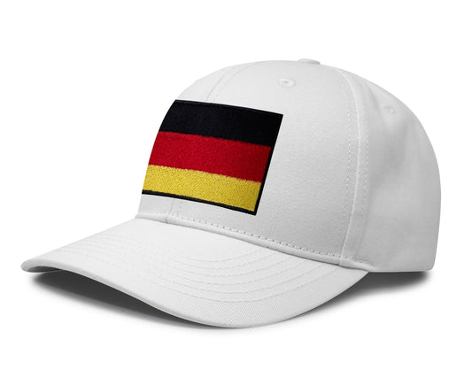 International Tie Germany Flag Hat for Men and Women - Adjustable Snapback Trucker Baseball Cap (All White)