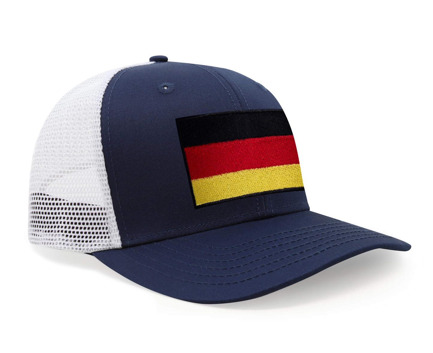 International Tie Germany Flag Hat for Men and Women - Adjustable Snapback Trucker Baseball Cap (Navy White)