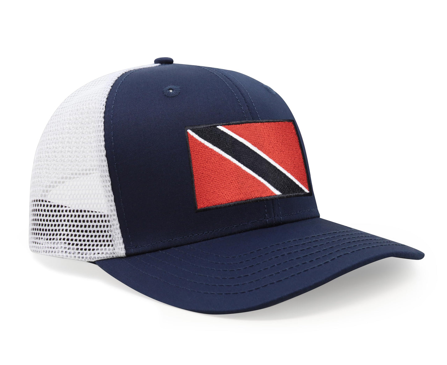 International Tie Country Hat for Men and Women, Adjustable Snapback Trucker Baseball Cap with Embroidered Patch (Trinidad and Tobago, Navy White) - International Tie