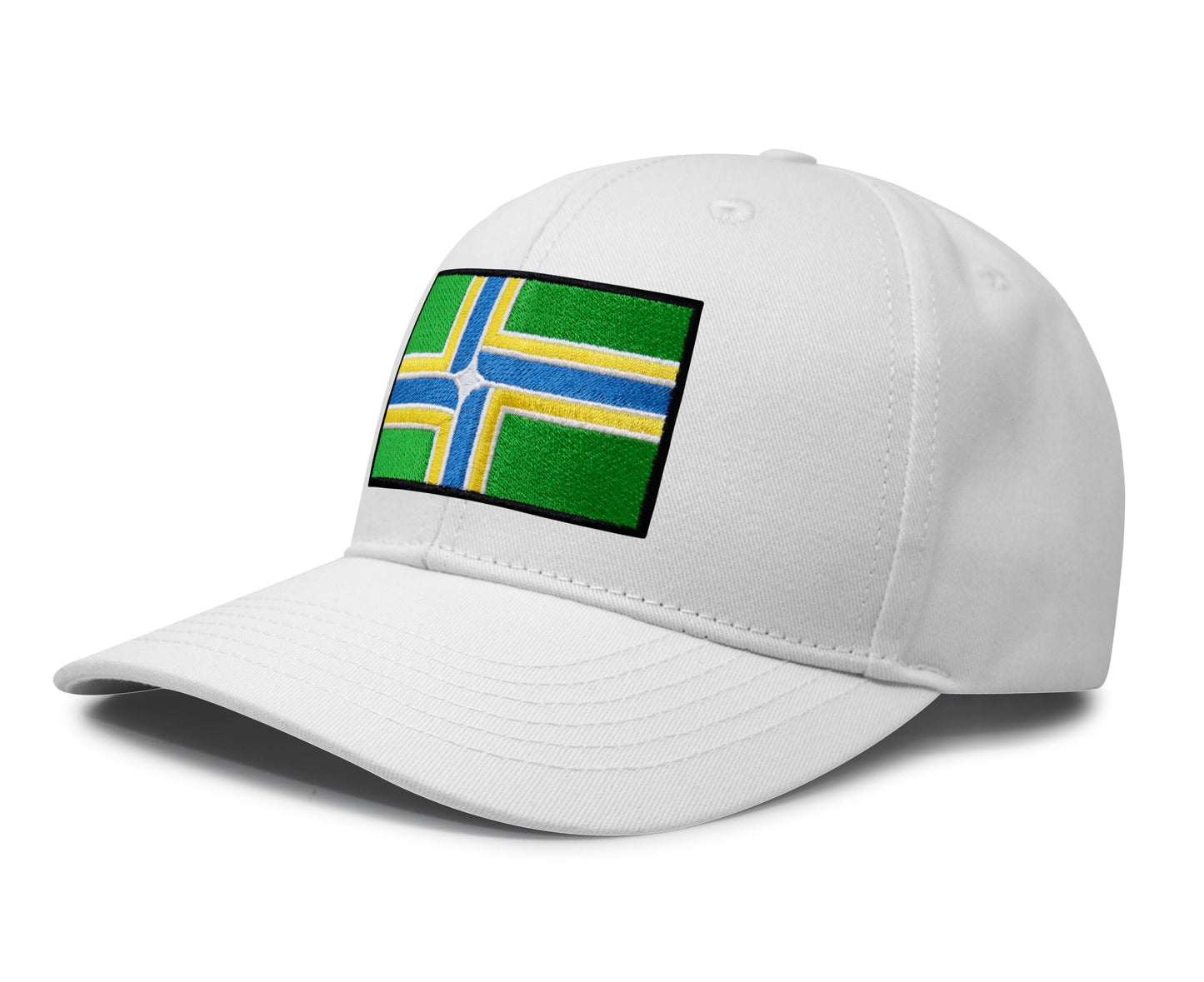 International Tie City Hat for Men and Women, Adjustable Snapback Trucker Baseball Cap with Embroidered Patch (Portland, All White) - International Tie