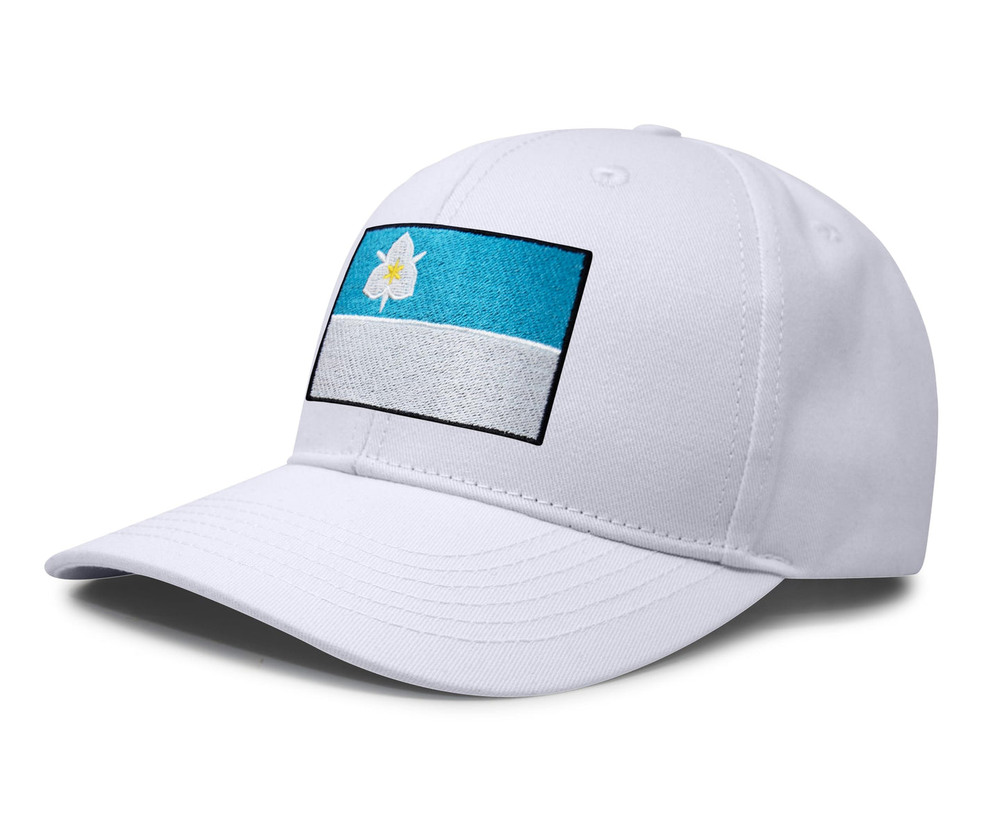 International Tie City Hat for Men and Women, Adjustable Snapback Trucker Baseball Cap with Embroidered Patch (Salt Lake City, All White)