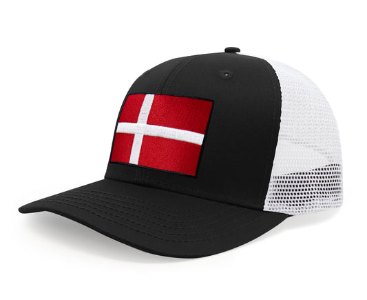 Denmark Flag Hat for Men and Women – Adjustable Snapback Baseball Cap by International Tie (Black White)