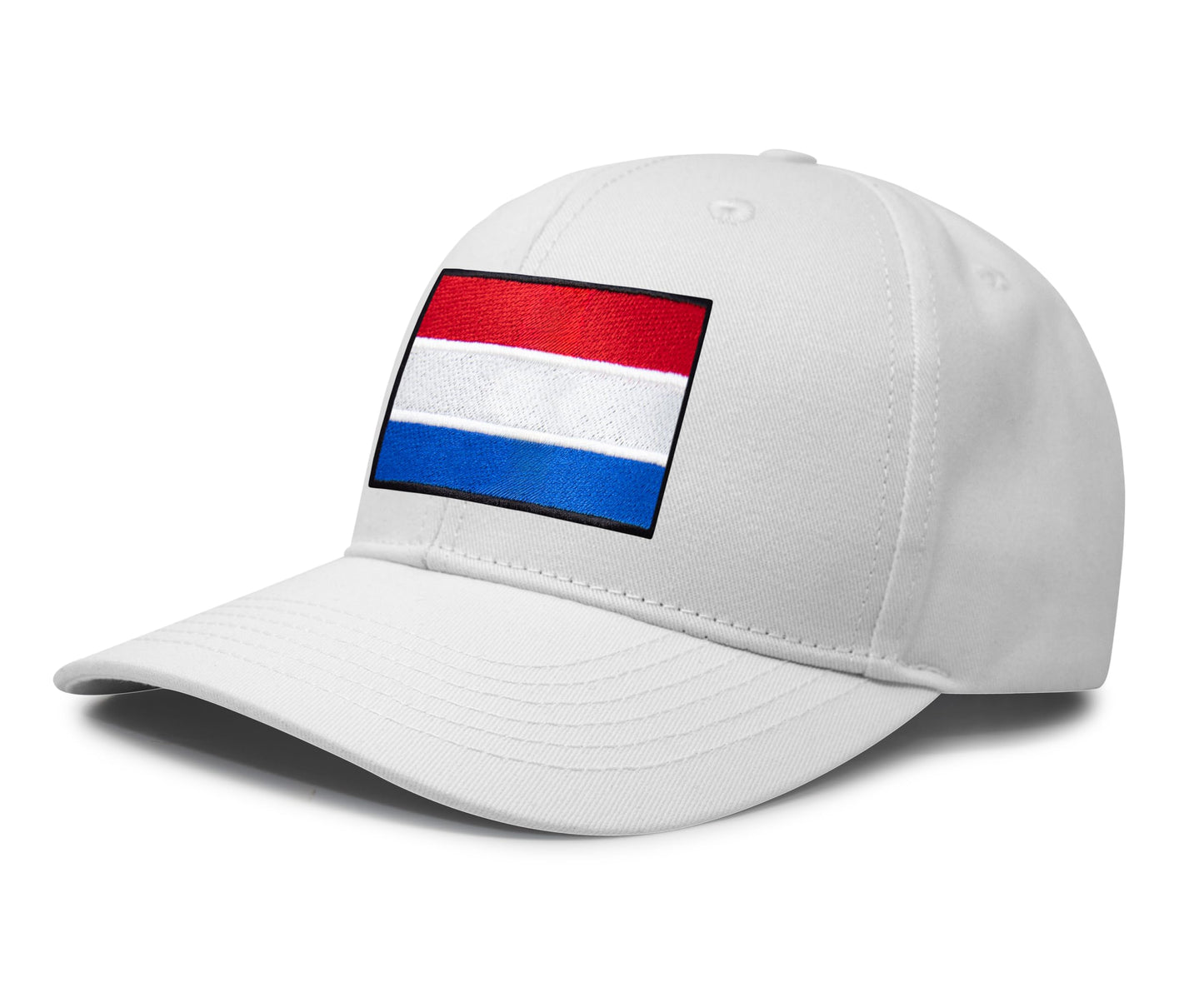 International Tie Netherlands Flag Hat for Men and Women - Adjustable Snapback Trucker Baseball Cap (All White)