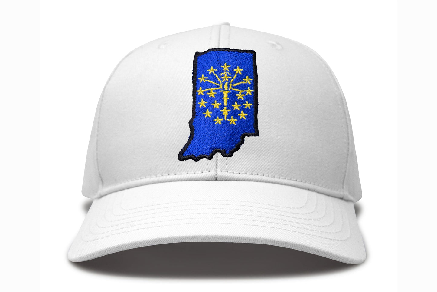 International Tie Stateline Flag Hat for Men and Women - Snapback Trucker Baseball Cap (Indiana, All White) - International Tie
