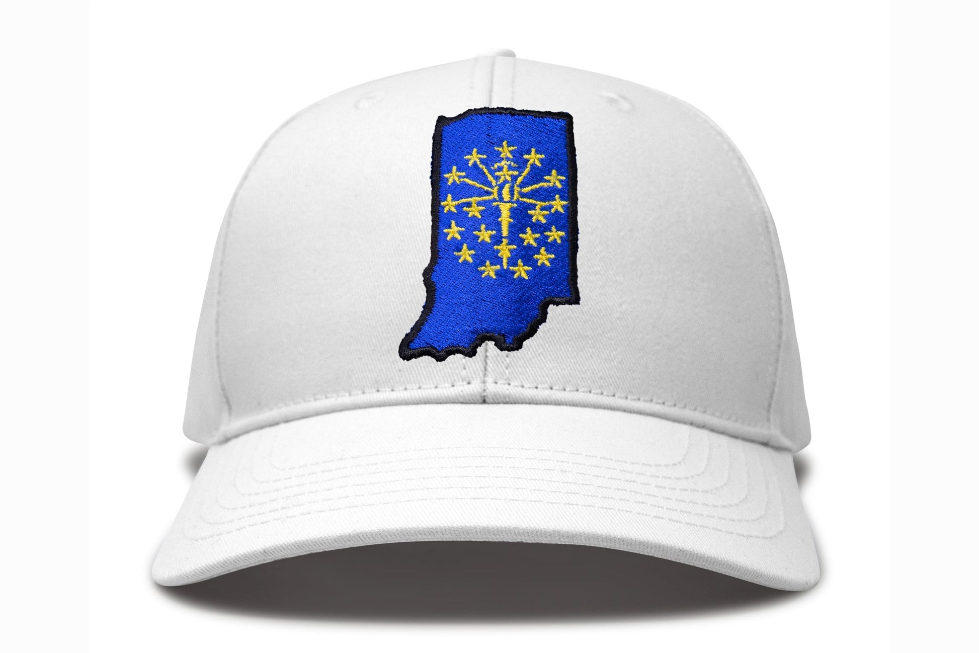 International Tie Stateline Flag Hat for Men and Women - Snapback Trucker Baseball Cap (Indiana, All White) - International Tie