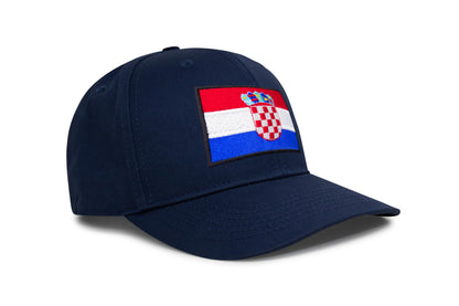 International Tie Country Hat for Men and Women, Adjustable Snapback Trucker Baseball Cap with Embroidered Patch (Croatia, All Navy)