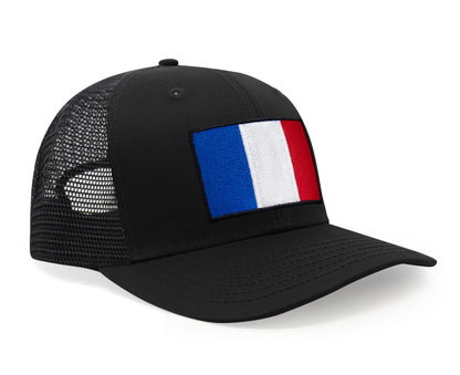 International Tie French Flag Hat for Men and Women - France Snapback Trucker Baseball Cap (All Black)