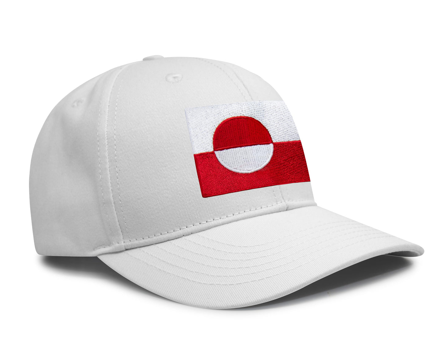 International Tie Country Hat for Men and Women, Adjustable Snapback Trucker Baseball Cap with Embroidered Patch (Greenland, All White) - International Tie