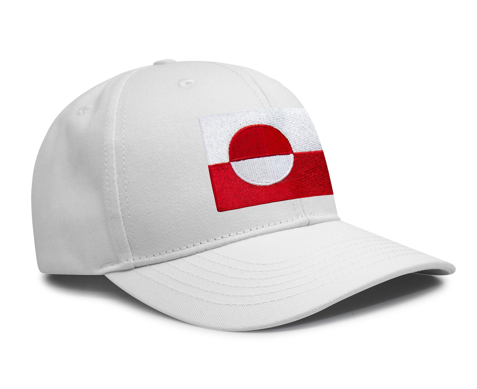 International Tie Country Hat for Men and Women, Adjustable Snapback Trucker Baseball Cap with Embroidered Patch (Greenland, All White) - International Tie