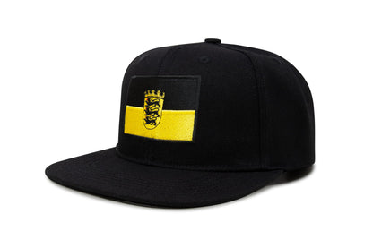 International Tie State Hat for Men and Women, Adjustable Snapback Trucker Baseball Cap with Embroidered Patch (Baden-Wurttemberg, Black Flatbill)