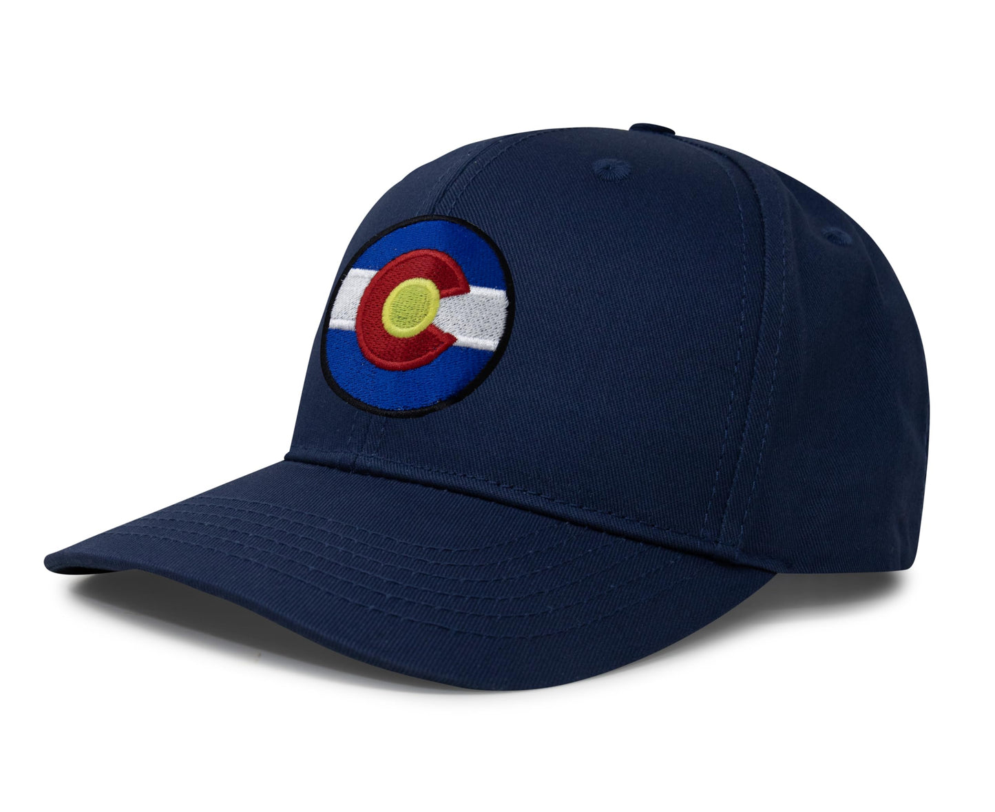 International Tie Stateline Flag Hat for Men and Women - Snapback Trucker Baseball Cap (Colorado, All Navy)