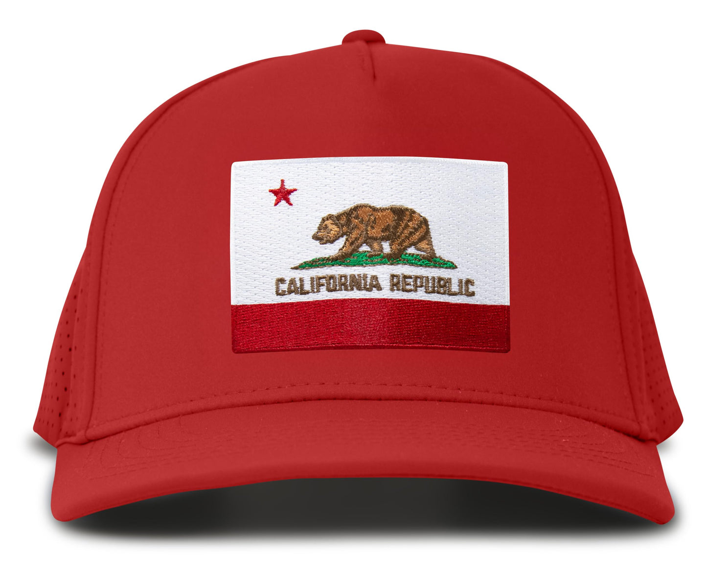 Performance Golf Hat – Adjustable Snapback Trucker Baseball Cap for Men & Women - Jetset Series (California, Red Rosso) - International Tie