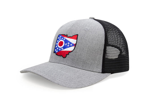 International Tie Stateline Flag Hat for Men and Women - Snapback Trucker Baseball Cap (Ohio, Grey Black) - International Tie