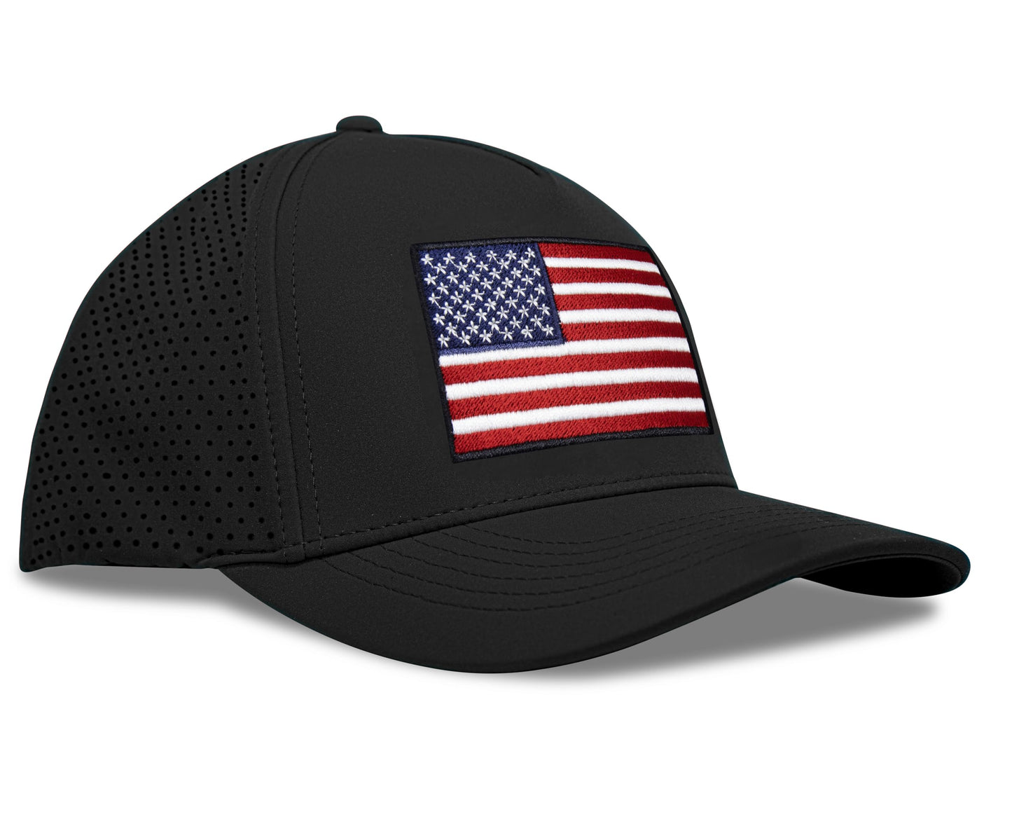 Performance Golf Hat – Adjustable Snapback Trucker Baseball Cap for Men & Women - Jetset Series (USA, Midnight Black)