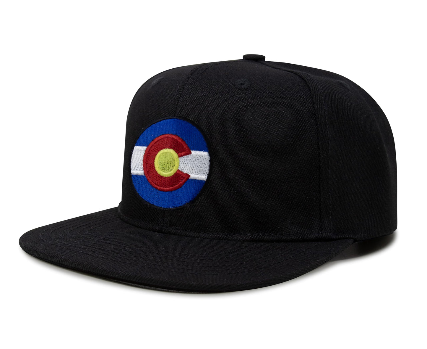 International Tie Stateline Flag Hat for Men and Women - Snapback Trucker Baseball Cap (Colorado, Black Flatbill)