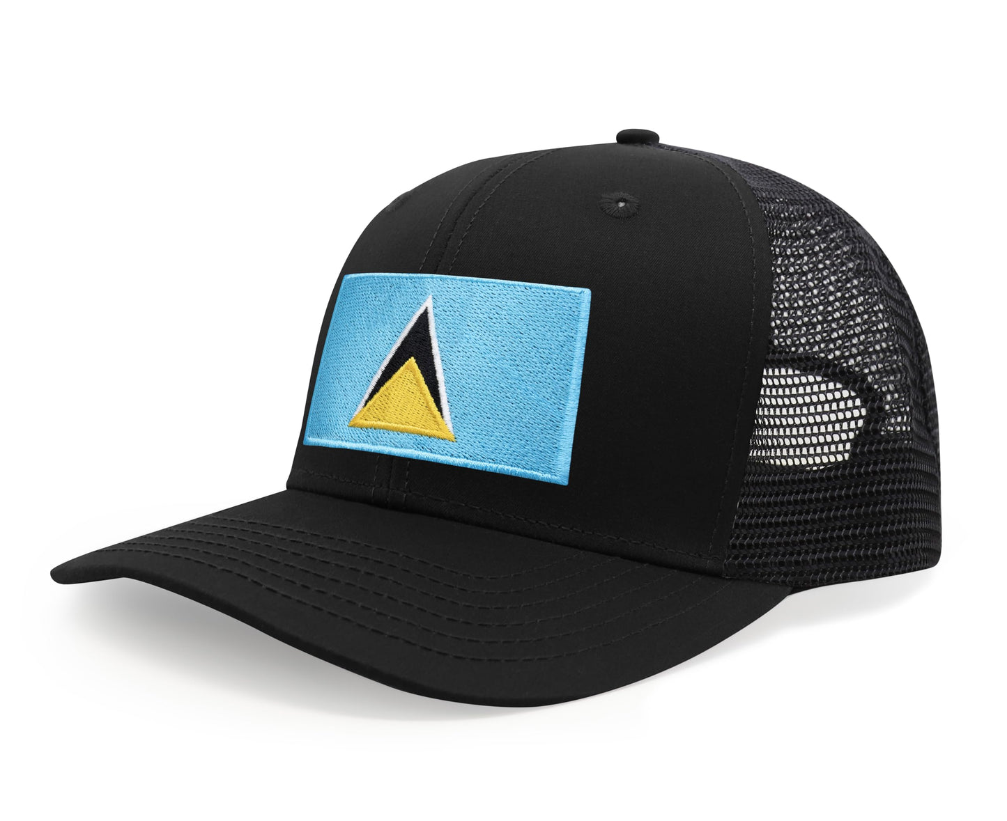 International Tie Country Hat for Men and Women, Adjustable Snapback Trucker Baseball Cap with Embroidered Patch (Saint Luca, All Black) - International Tie