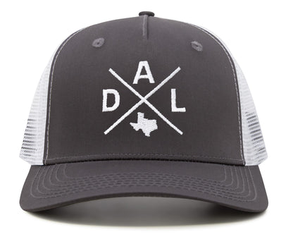 International Tie Premium Dallas DAL Hat for Men and Women – Snapback Trucker Baseball Cap (Grey/White)