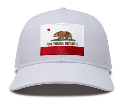 International Tie Premium California Flag Hat for Men and Women - Snapback Trucker Baseball Cap (All White)