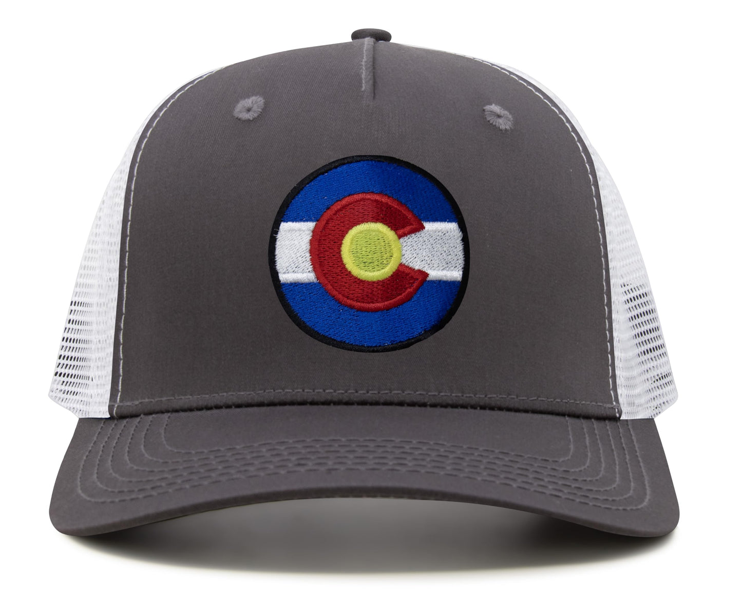 International Tie Stateline Flag Hat for Men and Women - Snapback Trucker Baseball Cap (Colorado, Grey White)