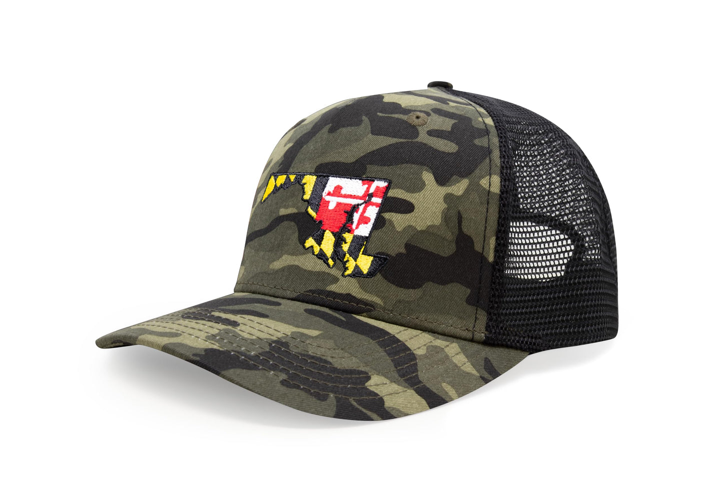 International Tie Stateline Flag Hat for Men and Women - Snapback Trucker Baseball Cap (Maryland, Camouflage) - International Tie