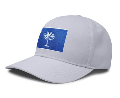 International Tie Premium South Carolina Flag Hat for Men and Women - Palmetto Snapback Trucker Baseball Cap (All White)
