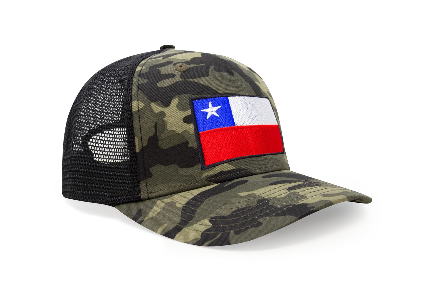 International Tie Country Hat for Men and Women, Adjustable Snapback Trucker Baseball Cap with Embroidered Patch (Chile, Camouflage)