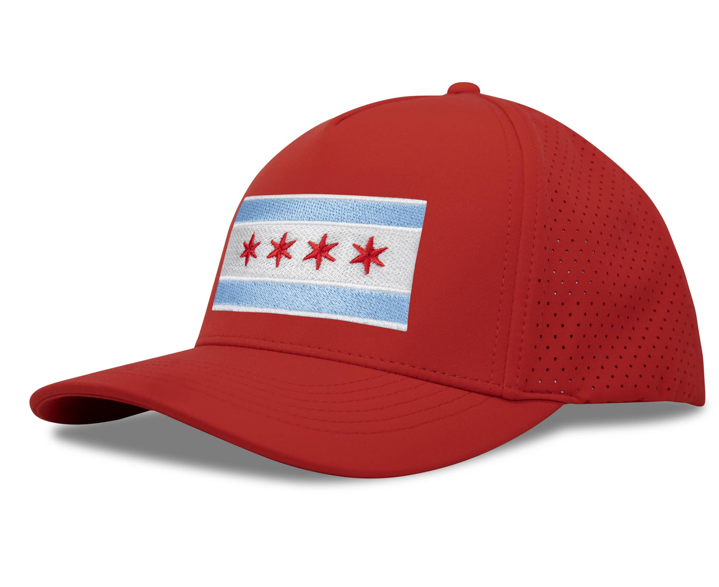 Red Chicago Flag Performance Hat Left View