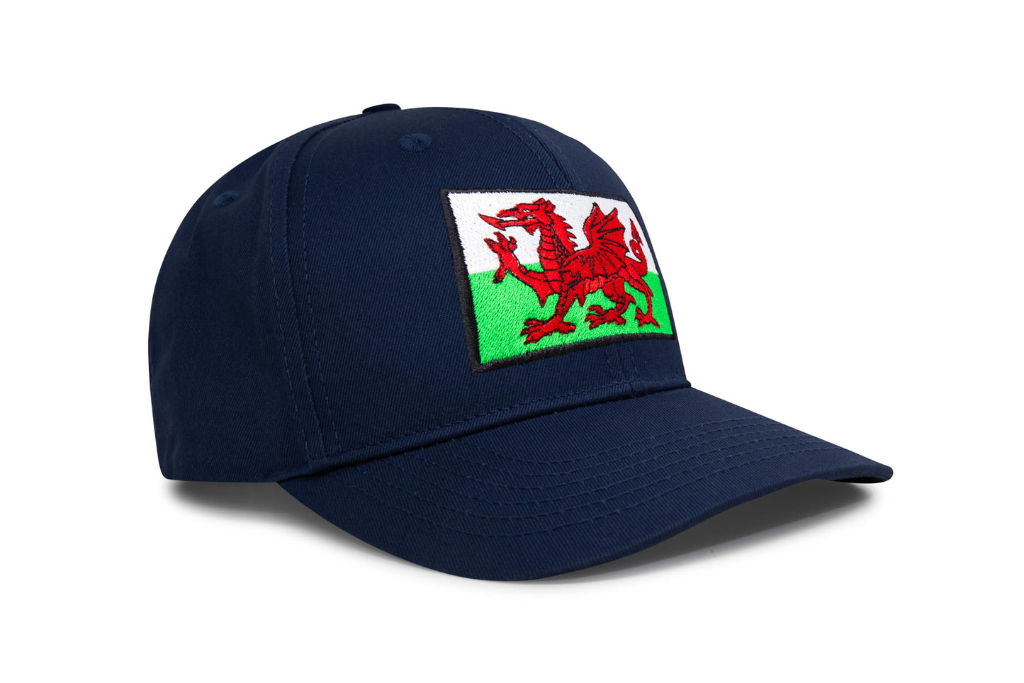 International Tie Country Hat for Men and Women, Adjustable Snapback Trucker Baseball Cap with Embroidered Patch (Wales, All Navy)