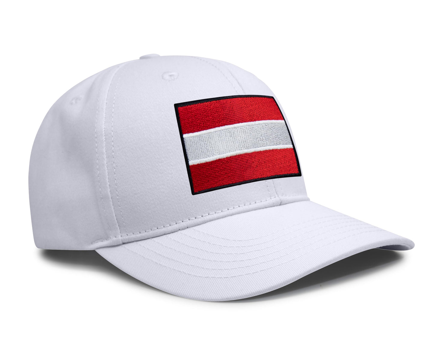 International Tie Country Hat for Men and Women, Adjustable Snapback Trucker Baseball Cap with Embroidered Patch (Austria, All White)