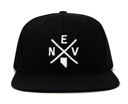 International Tie Nevada NEV Hat for Men and Women - Snapback Trucker Baseball Cap (Black Flatbill)