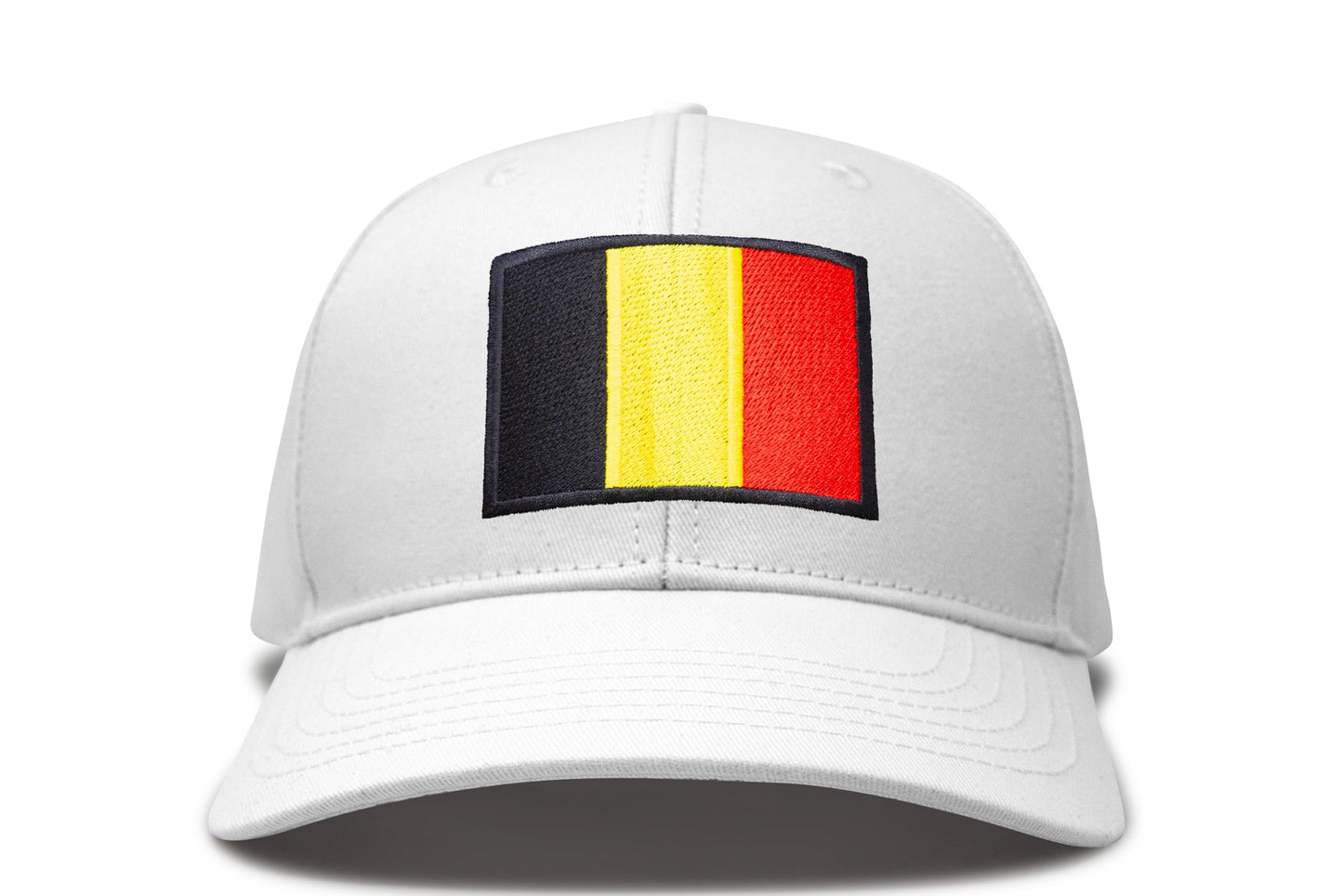 International Tie Country Hat for Men and Women, Adjustable Snapback Trucker Baseball Cap with Embroidered Patch (Belgium, All White) - International Tie