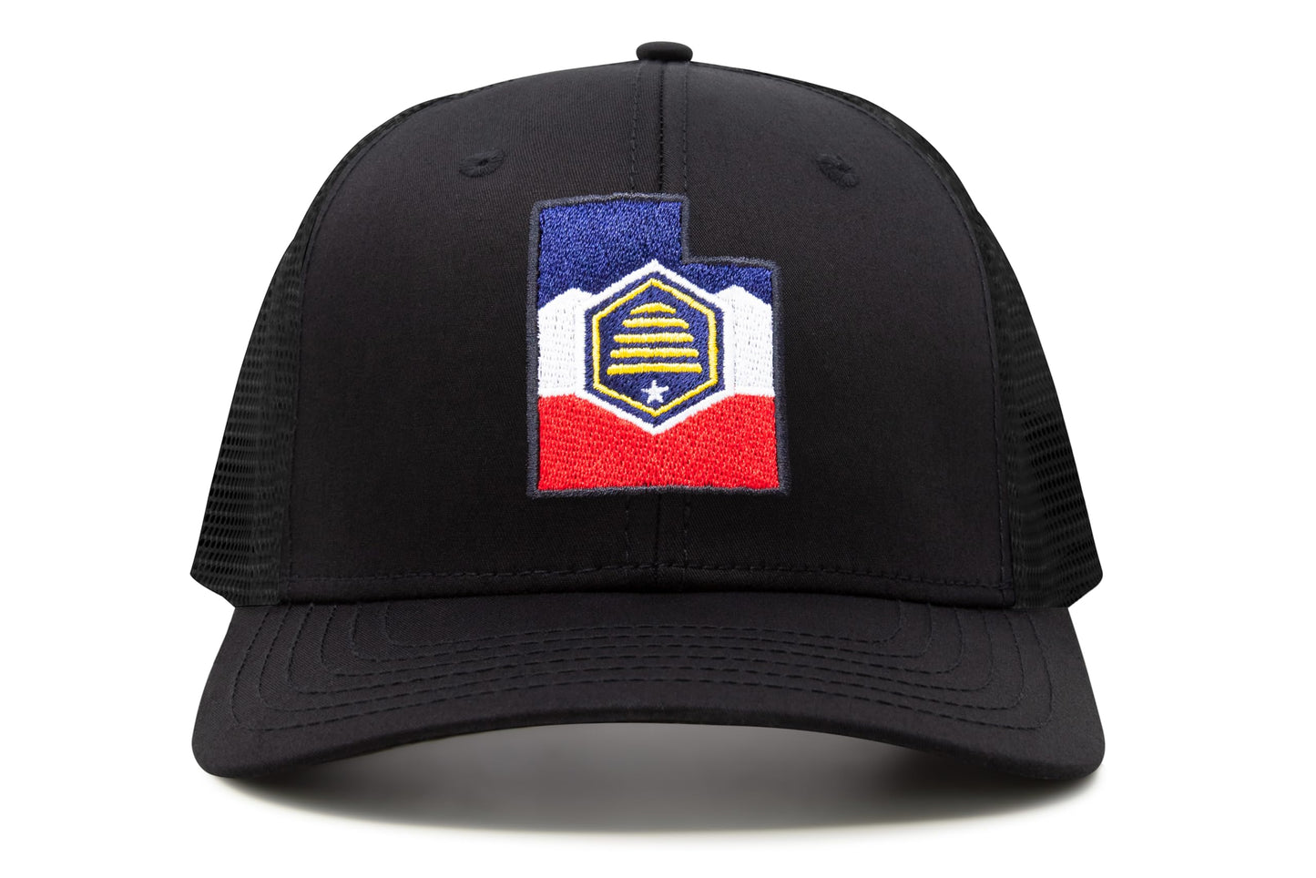 International Tie Stateline Flag Hat for Men and Women - Snapback Trucker Baseball Cap (Utah, All Black) - International Tie